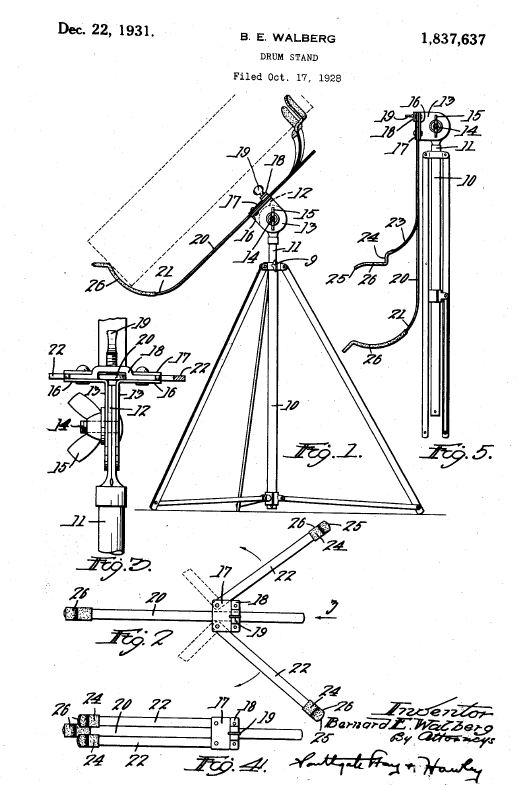 Patent US1837637 - Drum stand.JPG