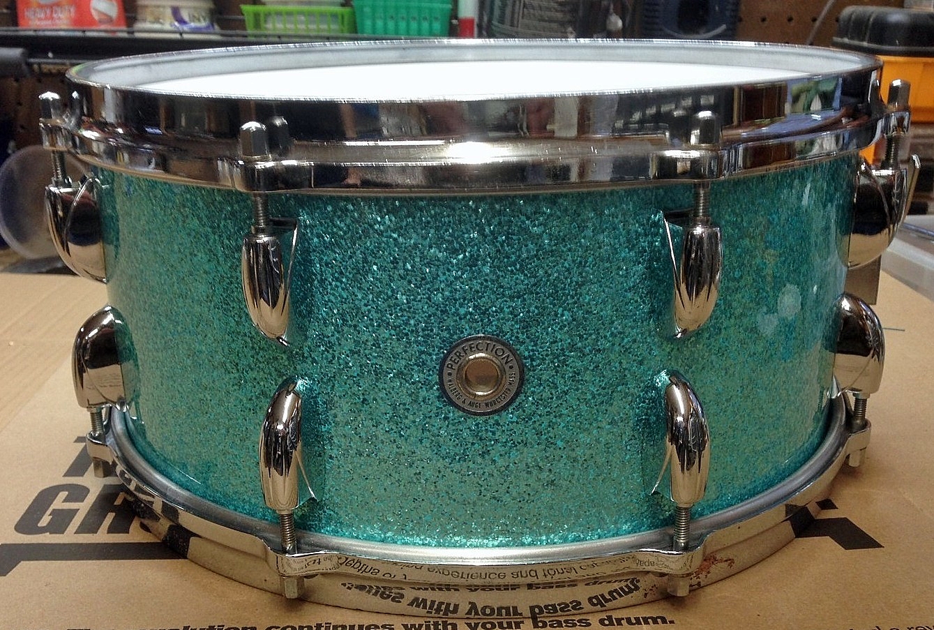 1962 Walberg and Auge Snare Drum Turquoise Sparkle.jpg
